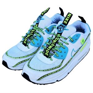 Nike Air Max 90 SE Worldwide Blue Fury Volt Unisex Sneakers Mens 6Y Womens 7.5